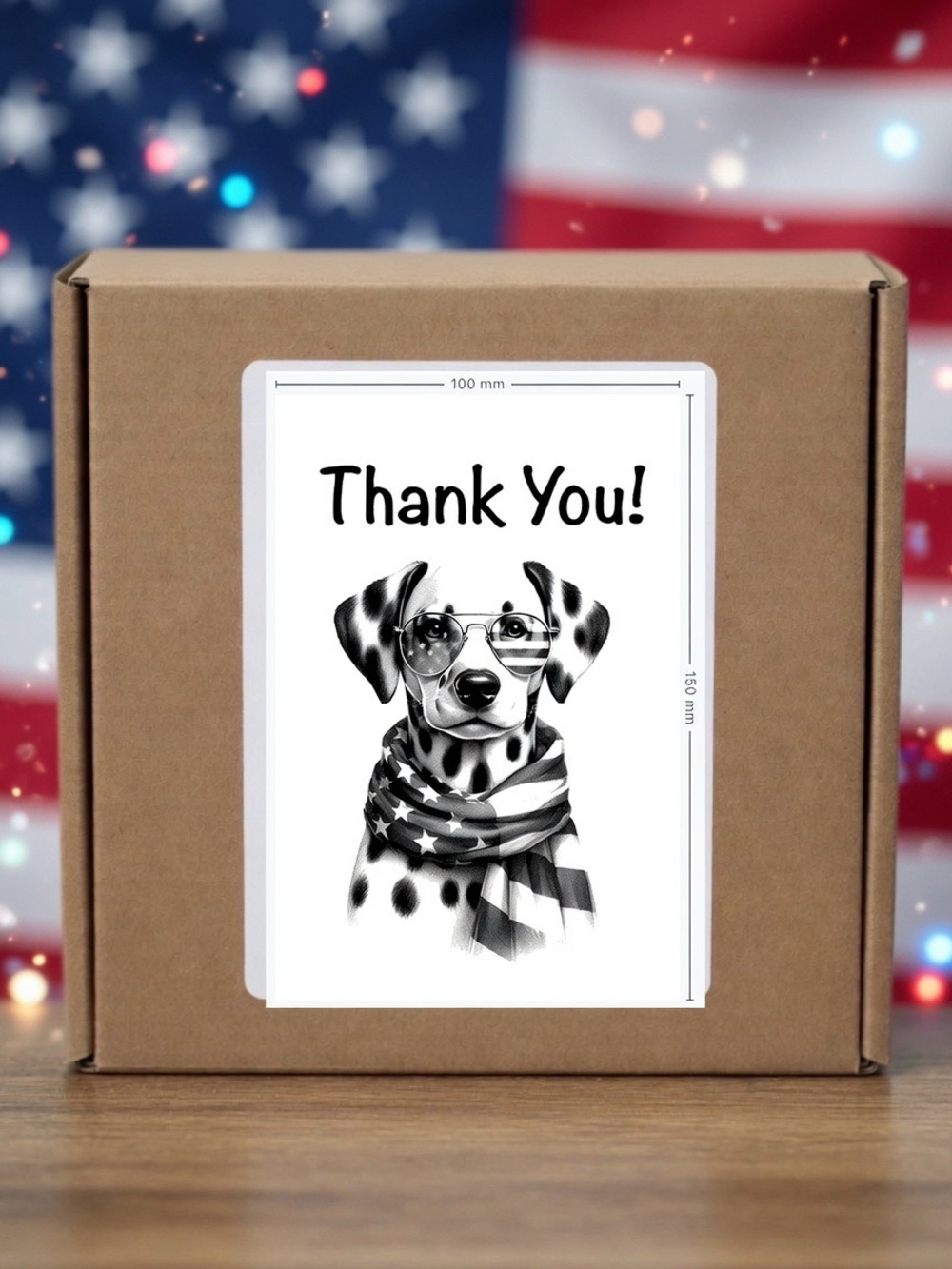 Patriotic Dalmatian Thank You Stickers 
4”x6”-100ct.